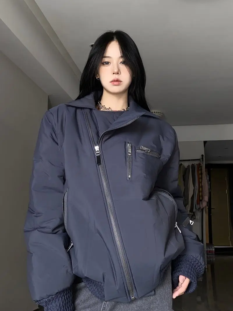 봄버 재킷 여성용 재킷 스트리트웨어 가을 소프트쉘 플리스 안감 플러피 플레어 플랩 접이식 패널 따뜻하고 편안함