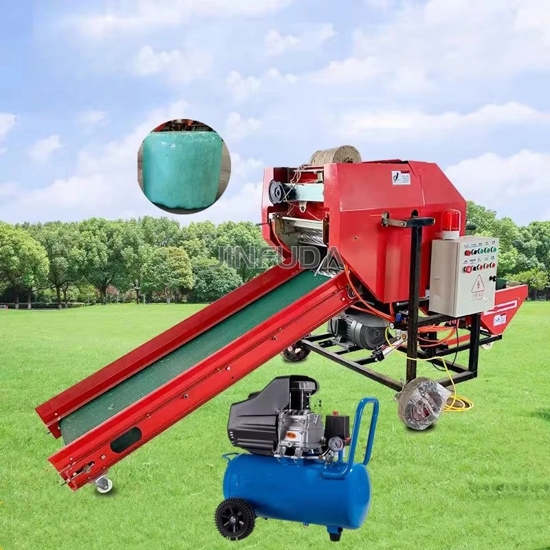Corn Silage Bundle Baling Machine Mini Round Dry Maize Baler For Dairy Farm