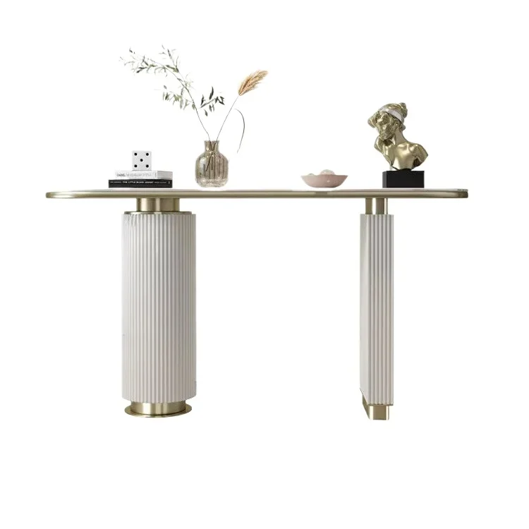 

Italian light luxury rock slab Xuanguantai Home Entry Light Luxury Xuanguantai Hotel B & B Fashion Stainless Steel End View