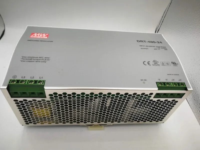 Mingwei ثلاث مراحل الصناعية 380 فولت تحويل التيار الكهربائي نوع المسار DRT480-24 المدخلات 24V20A