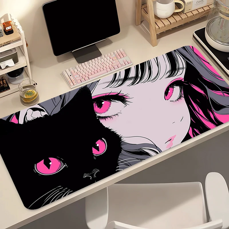 

Gaming Mouse Pad Anime Girl Mousepad Gamer Desk Mat Cute Cat Keyboard Pad Carpet Computer Table Surface For Accessories Mausepad
