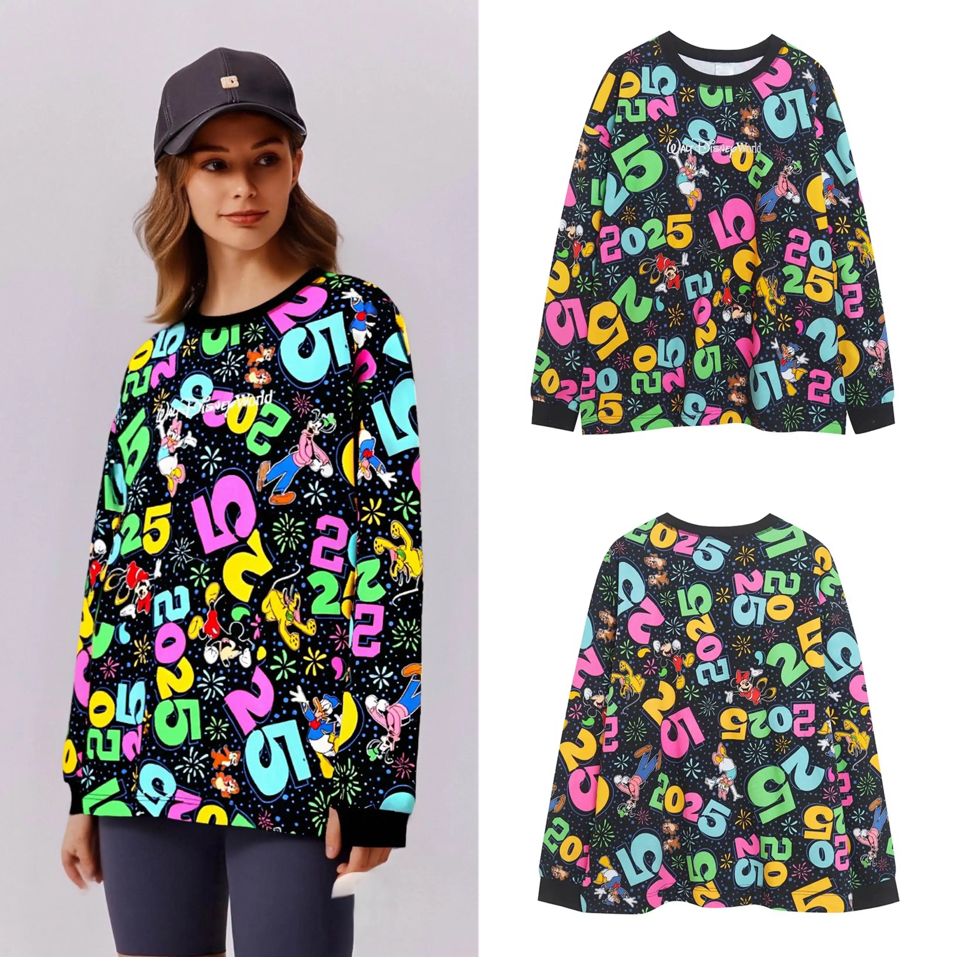 

Европейская и американская мода из чистого хлопка с мультяшной надписью, тяжелая вышивка, женская толстовка с капюшоном, толстая футболка, свободная с длинными рукавами