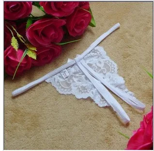 Sexy Women Bow Lace Crotchless Thong Panties Sheer Mesh Easy Take Off Erotic Intimates Lingerie for Bedroom Honeymoon Dating view 3