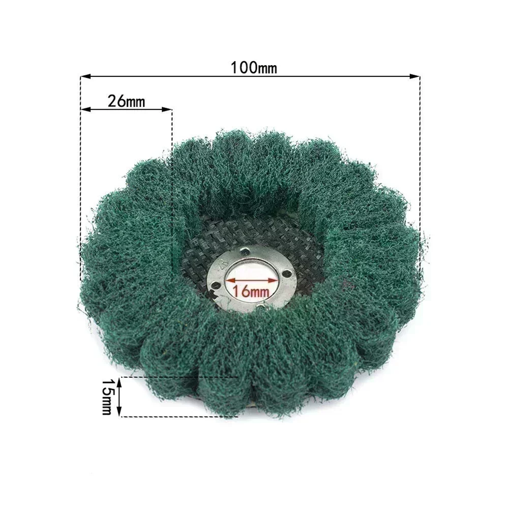 1 Pc 4inch Polishing Pad Scouring Pad Buffing Wheel 100*16mm Nylon Fiber Flap Cleaning Wheel Grinding Disc For Polisher Parts