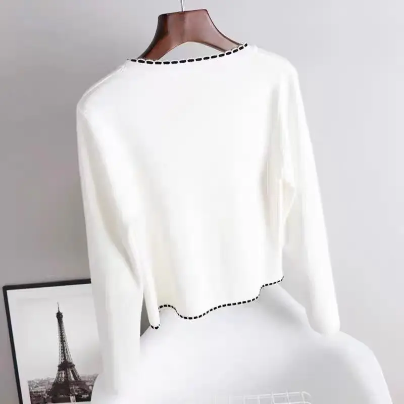 Women\'s Knitted Long Sleeve O-Neck T-Shirt Top Fashion Casual Thin High Stretch Xiao Xiang Women\'s Pullover Summer 2024 New