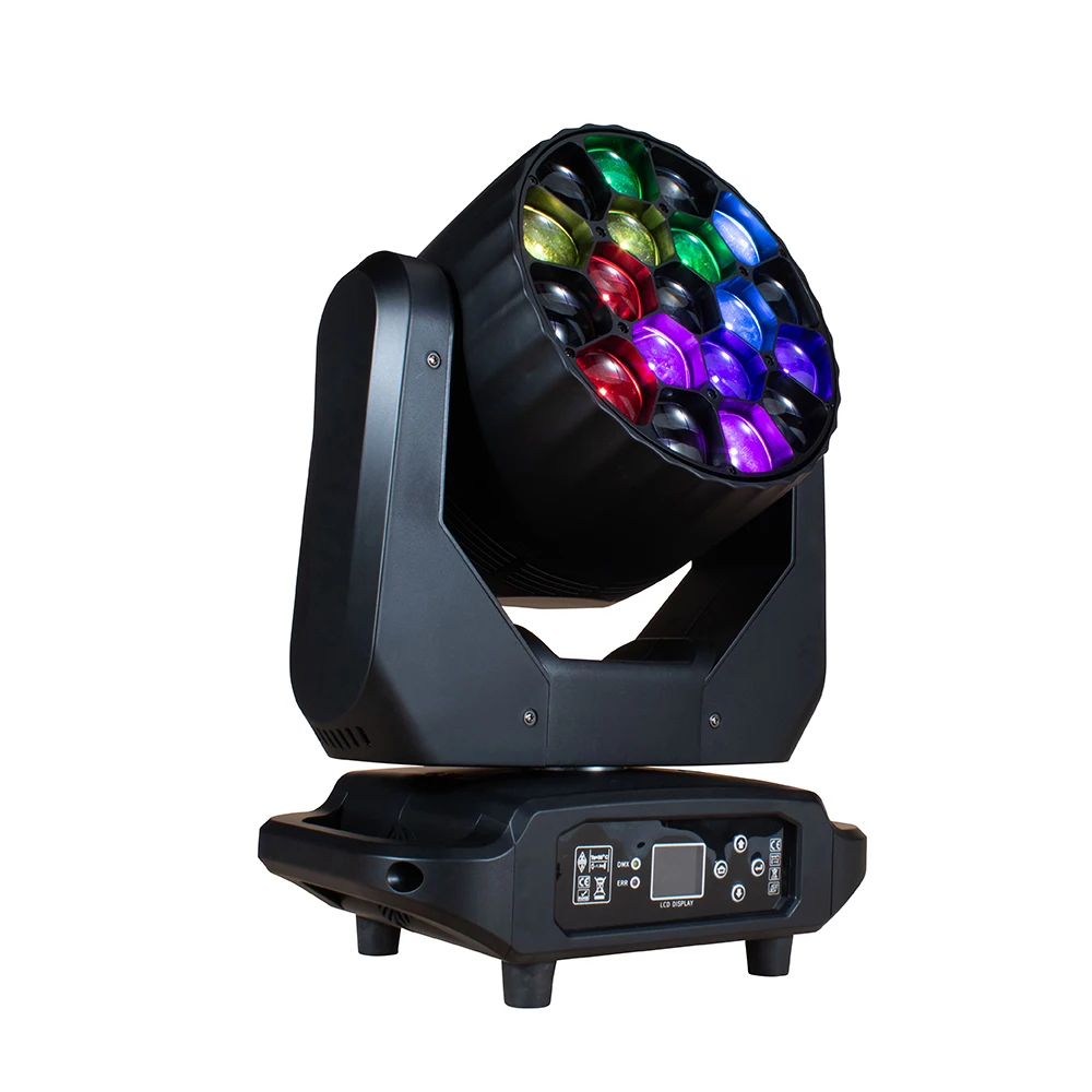 JMS WEBB Fascio LED + Lavaggio Big Bee Eye 19x20W RGBW Luce a testa mobile per concerti di nozze Controller DJ Night Club