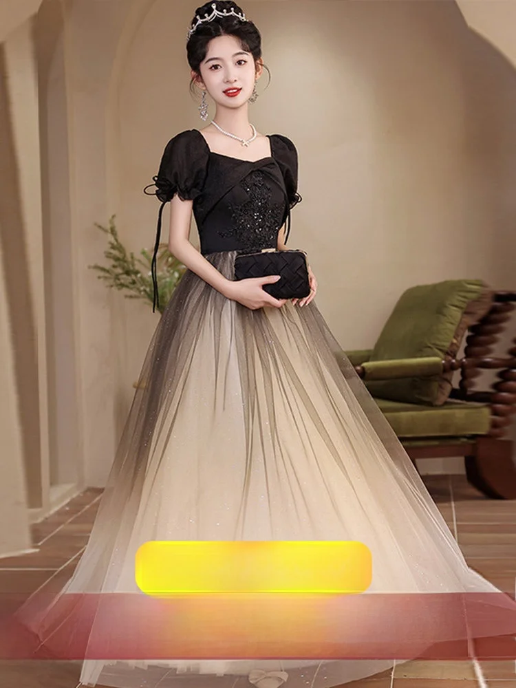 

plus Size Bla Evening Gown Women's New 2023 High-End Adult Ceremony Dr Lace Sensation Summer Long Sve Cotton Blend