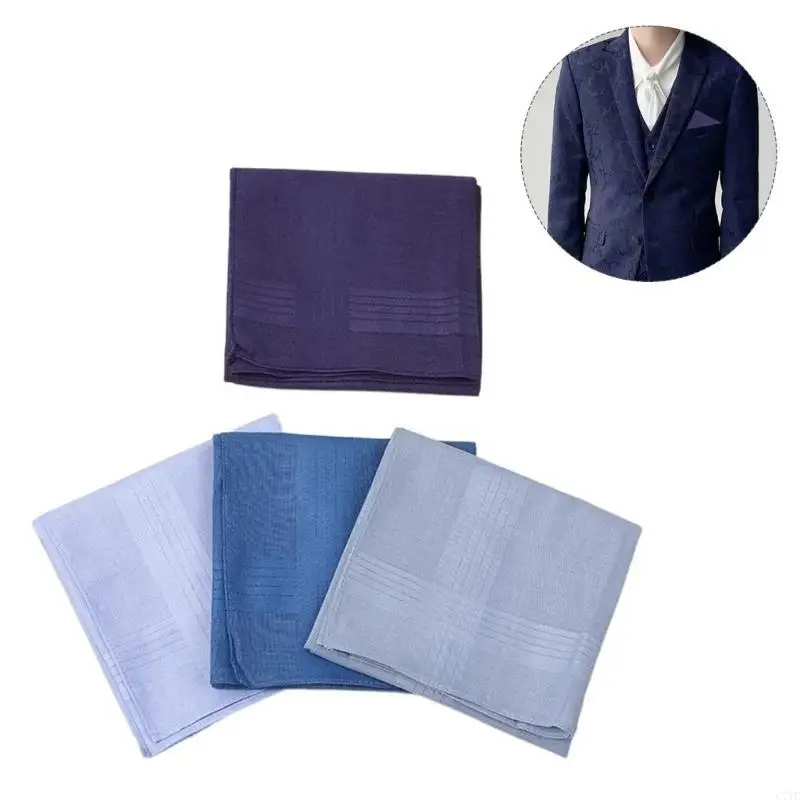 C71F Saputangan Praktis Sapu Tangan Bergaris Dapat Dicuci Pria Sapu Tangan Warna Acak untuk Urusan Komersial Dewasa