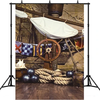 해적선 갑판 스티어링 휠, 할로윈 파티 유령 공포 홈 벽 배너 장식, 스튜디오 사진 부스 소품 