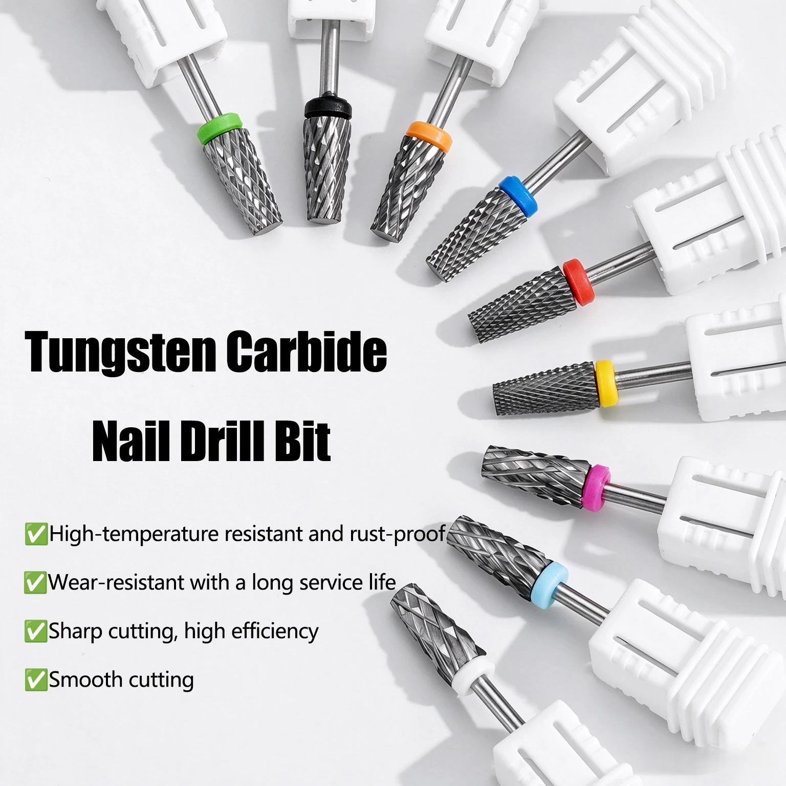 1pc Tapered Nail Drill Bit Tungsten Steel 3/32 Inch Universal Handle Quick Removal of Nail Gel Electric Nail Drill Tool Accessor