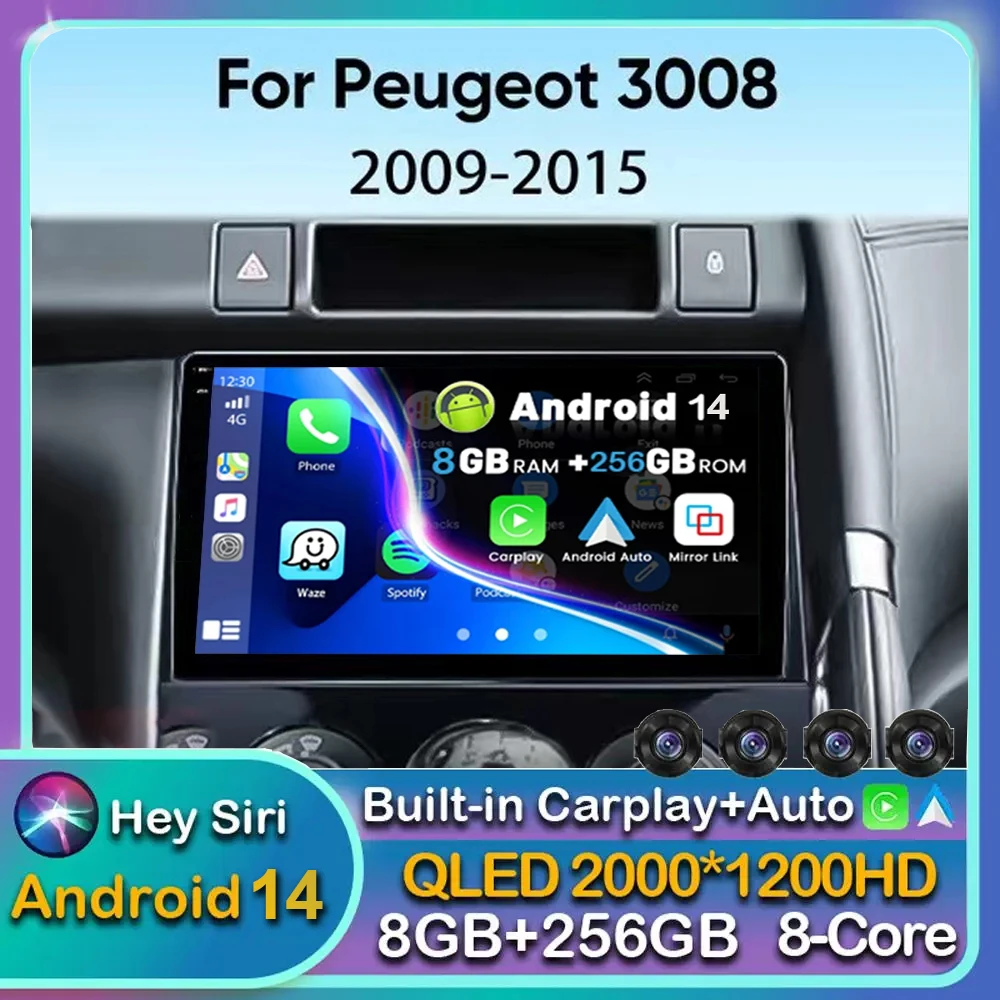 

Android 14 Carplay Auto For Peugeot 3008 5008 AT MT 2009 - 2015 Car Radio Multimedia Player Stereo GPS WIFI+4G DPS Touch Screen