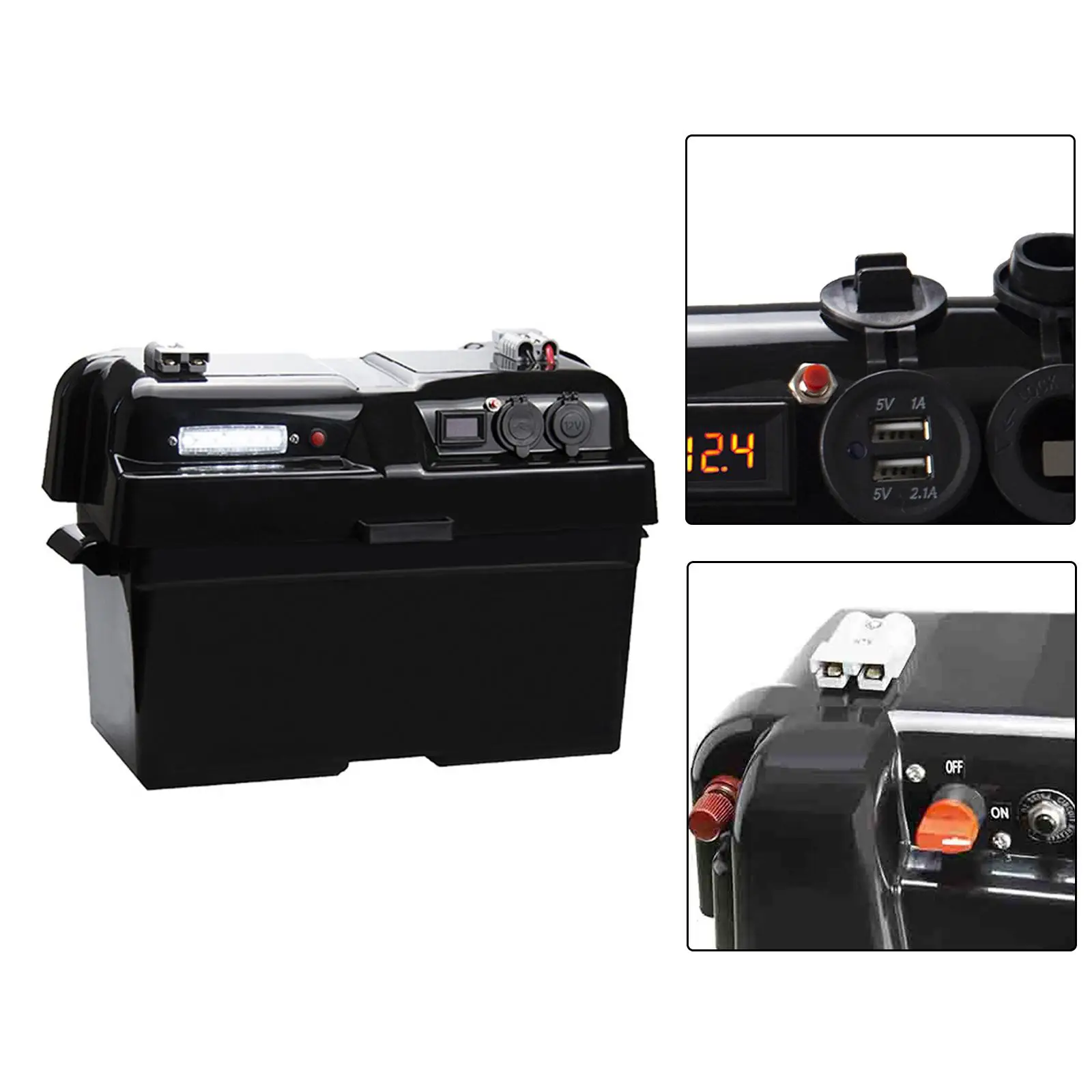 Battery Box Holder Multifunctional Heavy Duty Smart Portable Organizer Container for Outdoor Suvs Boat Cars Trolling Motor