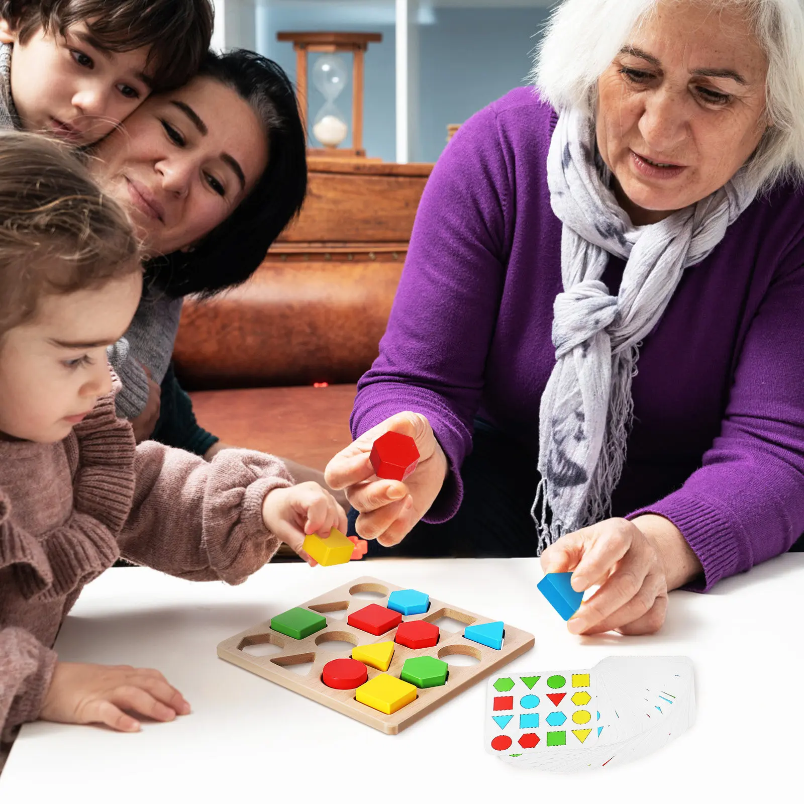 

1Set Wood Pattern Sorting Cognitive Puzzle Senior Activities Shapes Memory Games Relaxation for Elderly Adults