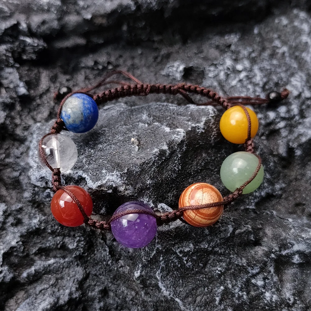 Crystal, Agate, Jade, Seven-color Stone Combination Set, Arrow-wound Hexagonal Column, Gypsum Tower, Yoga Stone