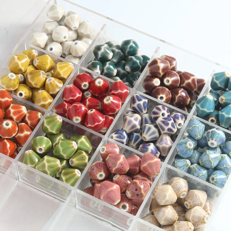 10PCS Colored Diamond Ceramic Beads For Jewelry Making Interval Beads Necklace Bracelet Craft DIY Supplies