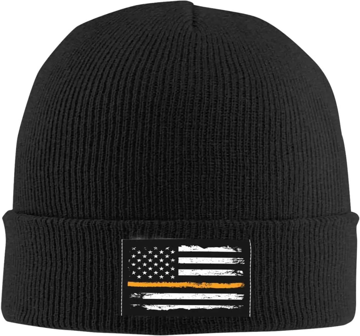 Thin Orange Line Search Rescue American Flag Unisex Four Seasons Knitted Hat Winter Warm Hats Hats for Men Women One Size