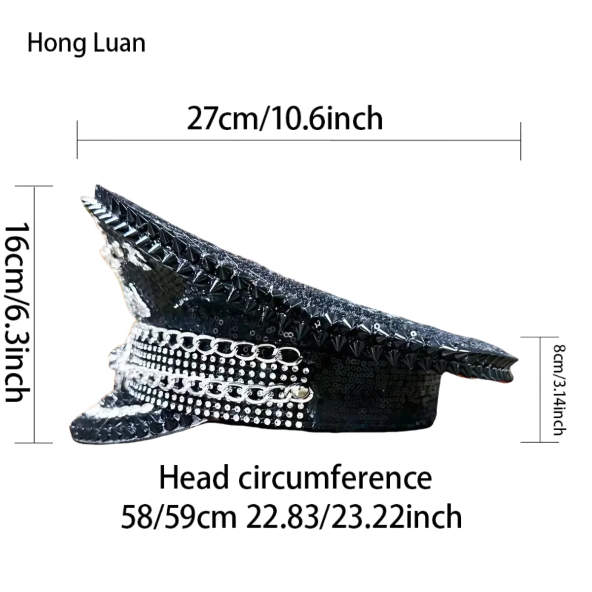 HongLuan  Halloween Costume Hat, Captain Hats Rhinestone for Burning Man Festival Woman, Cosplay Female Accessories