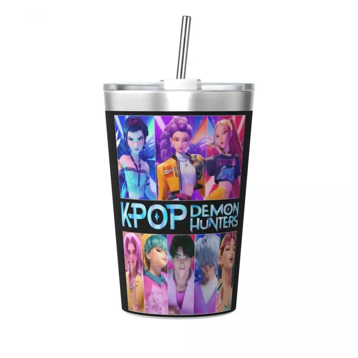 

Kid's Kpop Demon Hunters HUNTRIX Saja Boys Mugs Tumbler 12oz Stainless Steel Double Wall Vacuum Insulated Cup With Straw