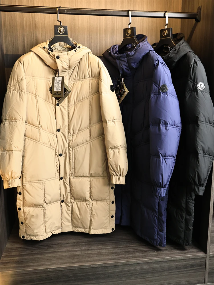 

Высококачественная ограниченная серия 90, длинная уличная мужская пуховая куртка с капюшоном, водонепроницаемая, устойчивая к разрыву, модная, городская, сле