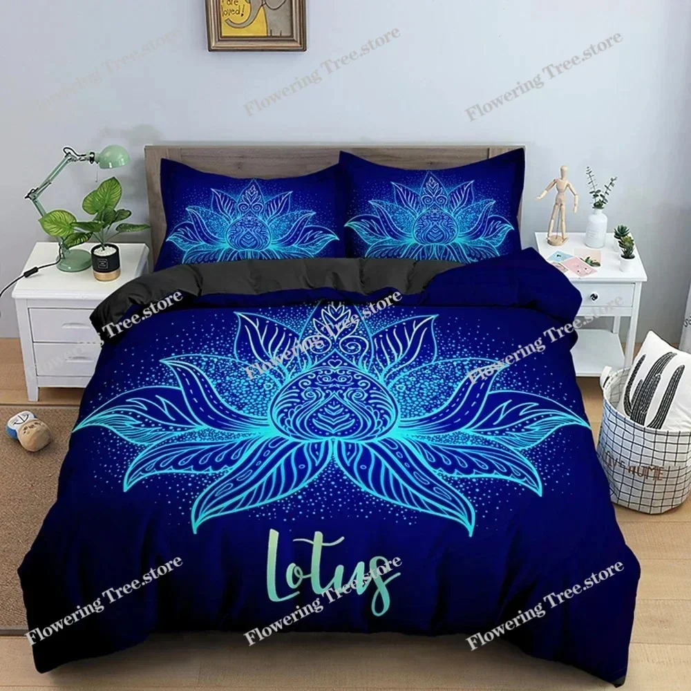 Bohemian Lotus Bedding Set Mandala Duvet Cover Bedroom Comforter Covers Single Twin King Size Quilt Cover Home Textile