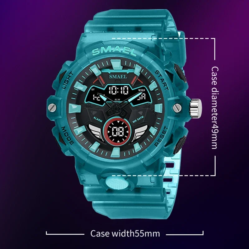 SMAEL Original Wristwatches Dropshipping Brand 50M Waterproof Clock Alarm Yellow New Quartz Watch Men Sport Watches 8085