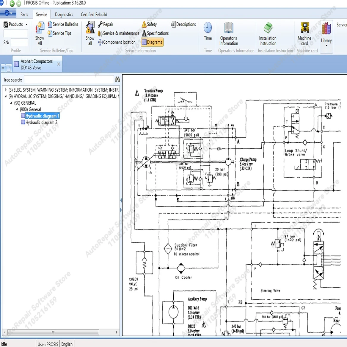 أحدث 09.2025/03.2025/12.2024 EPC PROSIS معدات البناء كتالوج أجزاء غير متصل ومعلومات الخدمة