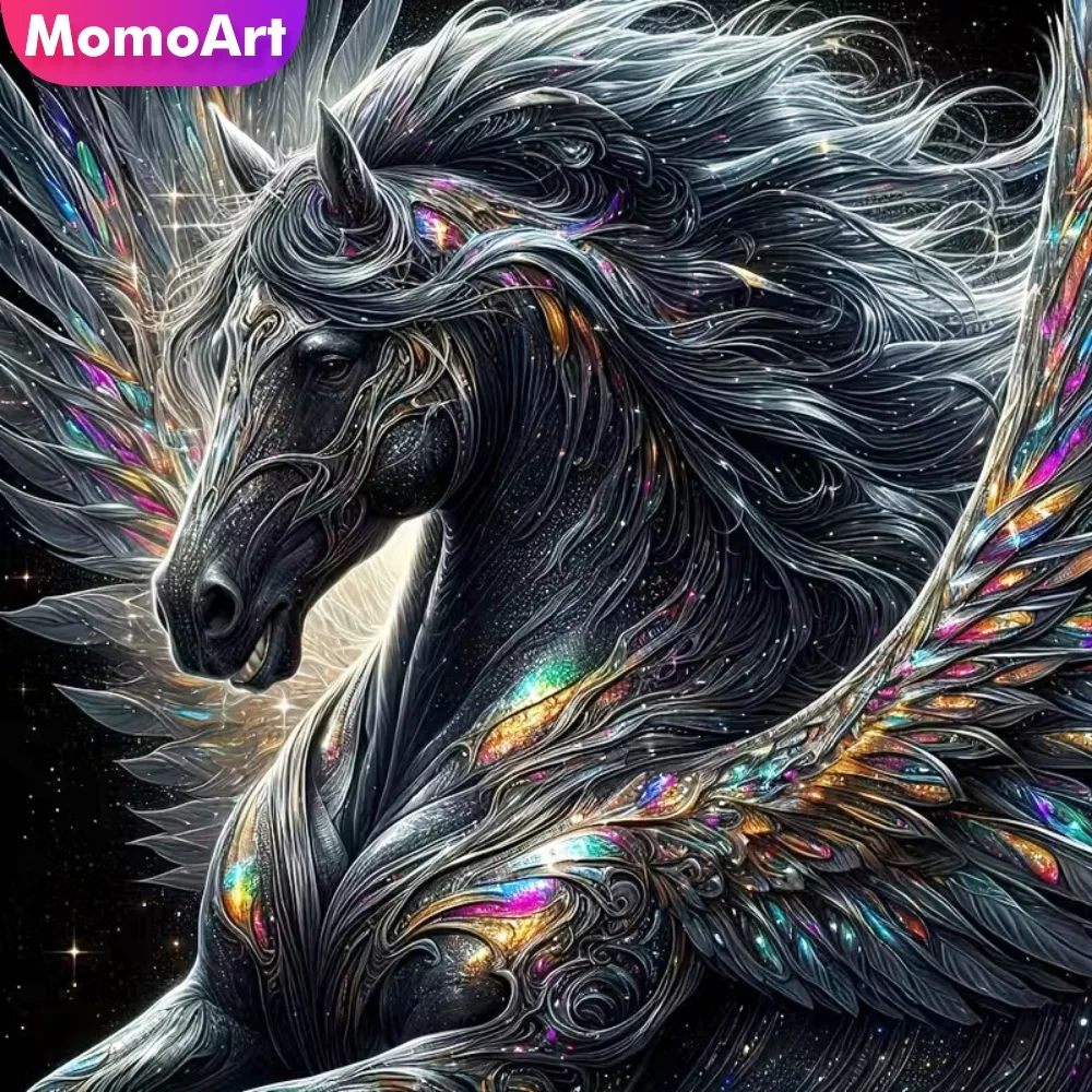 Momoart DIY Diamond Mosaic Horse Animal Diamond Painting Full Square Round Cross Stitch Kits New Collection Decor for Home