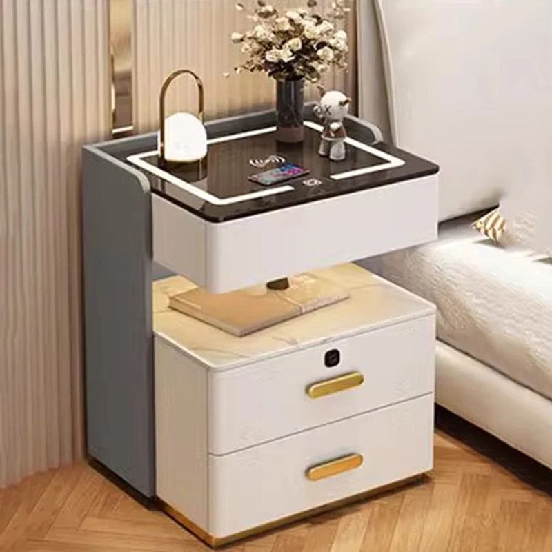 منظم مكبر صوت بلوتوث لغرفة النوم، قفل بصمة الإصبع مريح، منضدة مريحة اقتصادية وعصرية للشحن، أثاث فريد من نوعه