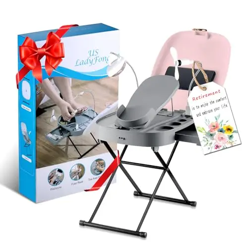 

Pedicure Foot Rest with LED Magnifier & Drying Fan The Perfect Funny Retirement Gift for Woman The Pedicure Stool f Easy at-Home