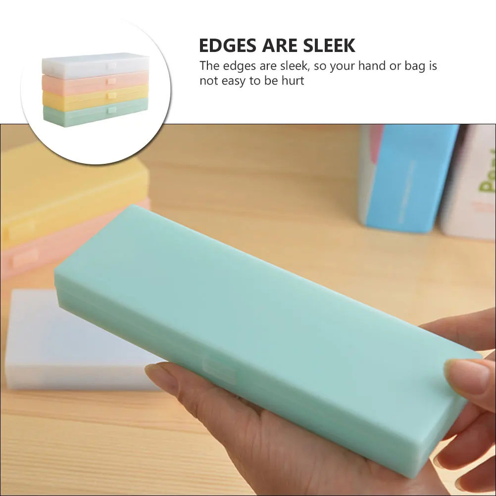 

4Pcs Superior Pp Plastic Pen Boxes Translucent Frosted Design Sleek Edges Stationery Organizer For Students
