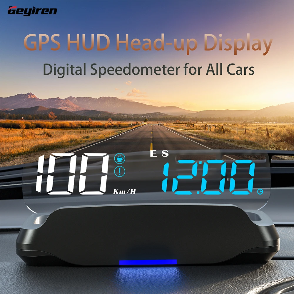 

Geyiren C7 HUD Windshield Projector GPS Digital Speedometer Fit for All Cars GPS Head-up Display Speed Alarm Odometer KMH MPH