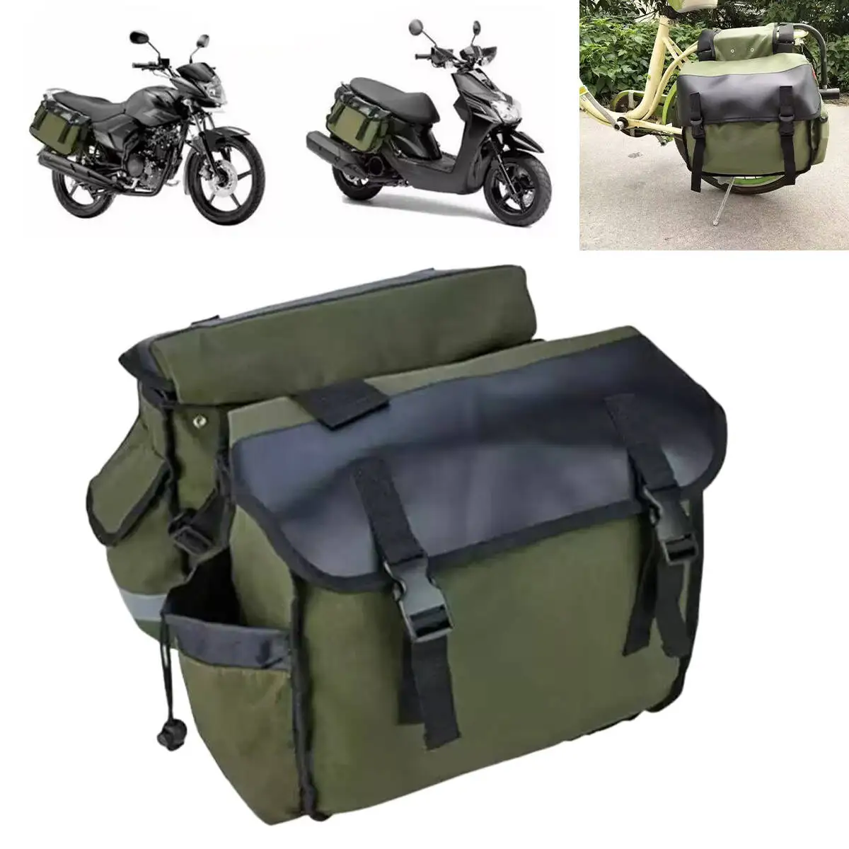 Bicycle Side Bag Bike Motorcycle Saddlebag Luggage Bags Waterproof Canvas Storage Bag For Honda Shadow For Suzuki DR 650