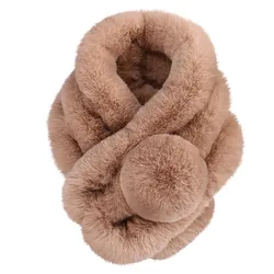 2023 New Rabbit Fur Scarf Women Winter Warm Soft Furry Scarves Casual Female Lady Outdoor Neck Warmer Collar Fleece Scarf