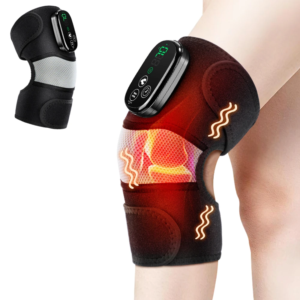 Thermal Knee Massager 3 in 1 Shoulder Knee Elbow Heating Massage  Rechargeable 6-Level Heated Vibration Machine Muscle Relax Pad