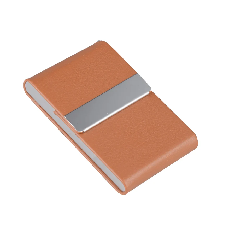 1pcs Leather Cigarette Case Metal Business PU Card Holder Ci