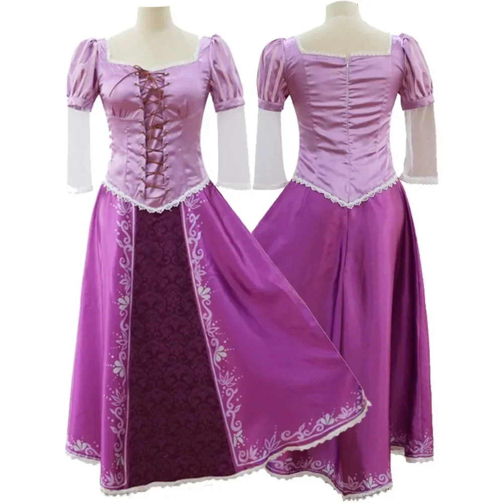 Child Adult Rapunzel Princess Dress Girl Purple Patchwork Tie String Long Skirt Birthday Party Ball Dress Halloween Magic Outfit