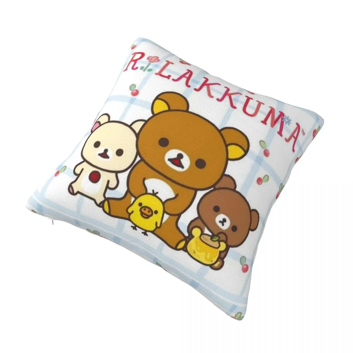 Cherry Rilakkuma Pillowcase Merch Printing Cushion Cover Throw Pillow Cover Home Decor Square Multiple Sizes