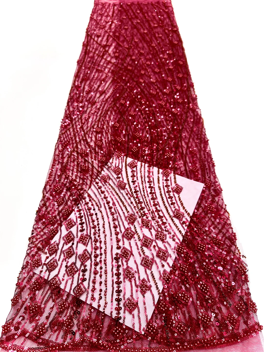 

African Groom Lace Fabric 2025 High Quality French Tulle Sequins Embroidery Lace Beads Tulle Lace Fabric For Party Dresses Women