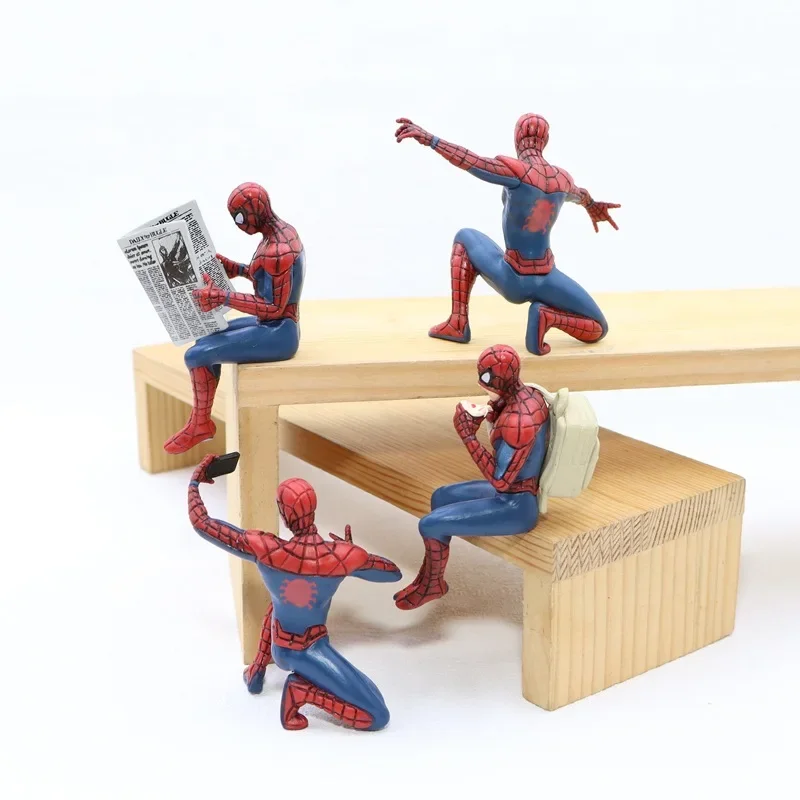 

4pcs Marvel Superhero Spider Man 7-8cm Action Figure Decorative Ornaments Model Collection Mini Model Toys Birthday Gift