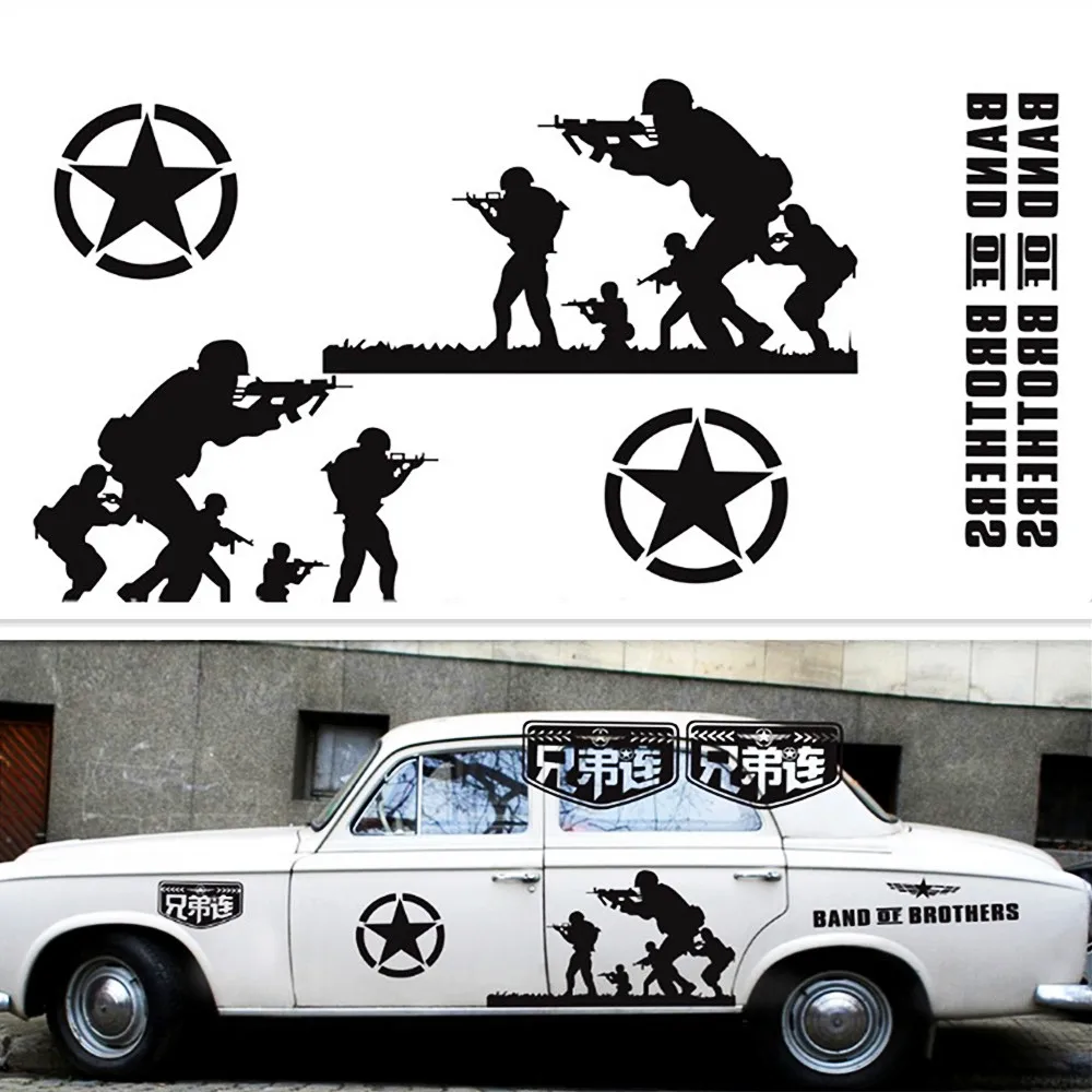 A Set Both Side Band Of Brothers Cross-Courtry US Army Car Body Sticker Sports Racing Decals