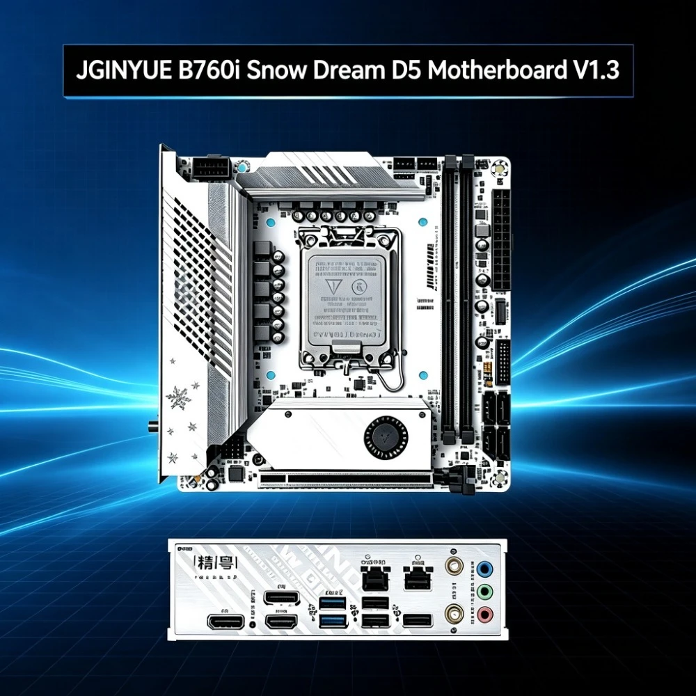 JGINYUE  B760i-Snow Dream  Motherboard Mini ITX LGA 1700 Support Intel Core 12th 13th 14th DDR5 Memory M.2 RAM 4800-7000MHz