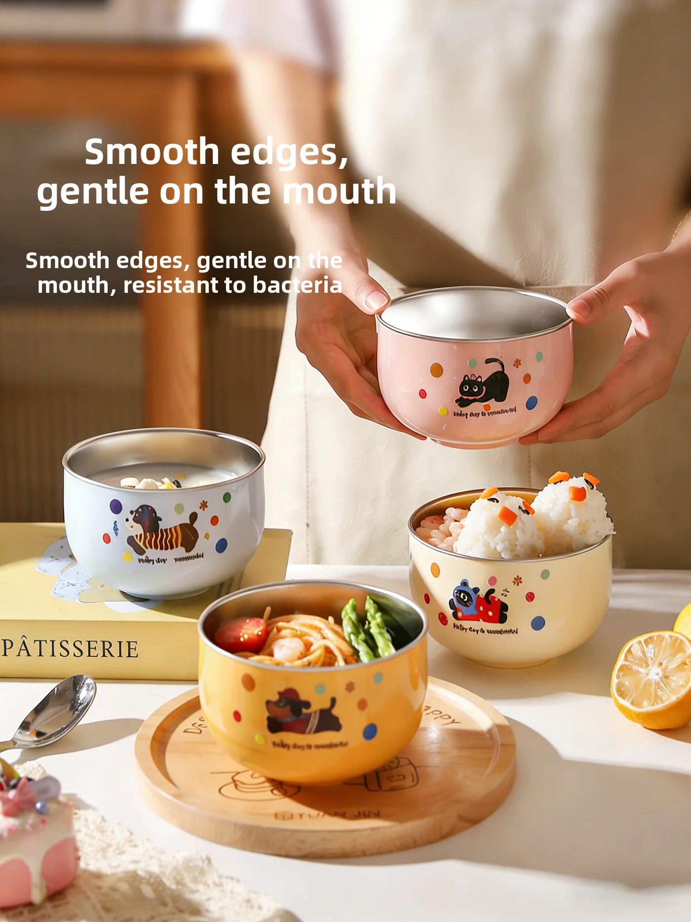 

Детская миска из нержавеющей стали, устойчивая к падениям, для прикорма, домашнего использования, для риса, столовые приборы