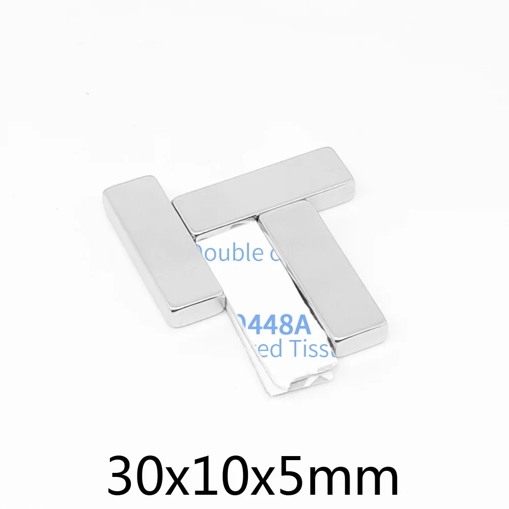 30x10x5mm Block Super Strong Magnets 30x10x5 Rare Earth Neodymium Magnet Two Side With 3M Tape 30*10*5