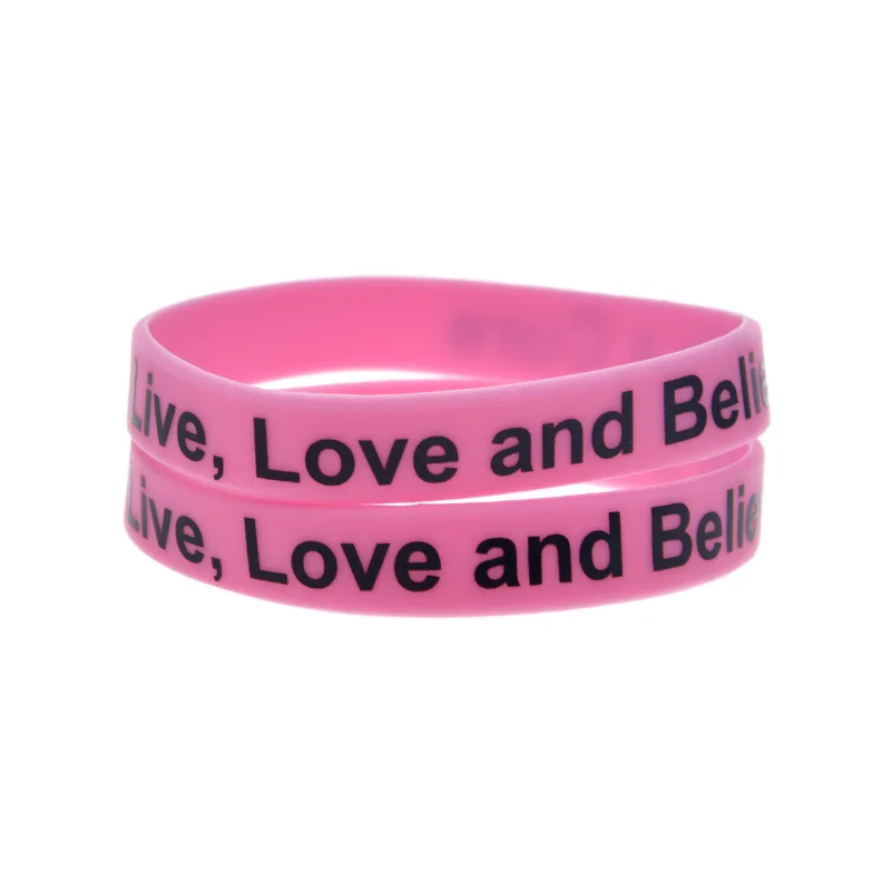 50 Stück „Live Love and Believe in a Cure“ Inspirierendes Silikonarmband, Hoffnung, Stärkung, Neuanfang, Unterstützung, Handgelenksband – Detail 2
