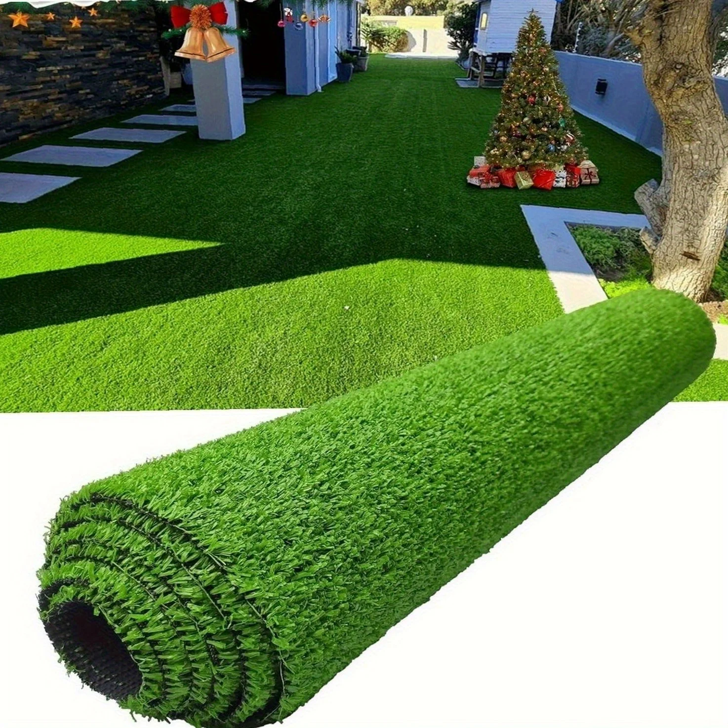 3.5ft X 31.5ft/3.5ft X 32ft Artificial Grass Outdoor 0.6in Synthetic Turf 110.25 Sq Ft With Drainage Holes & Accessories For Patio Garden Backyard Halloween Christmas Decor