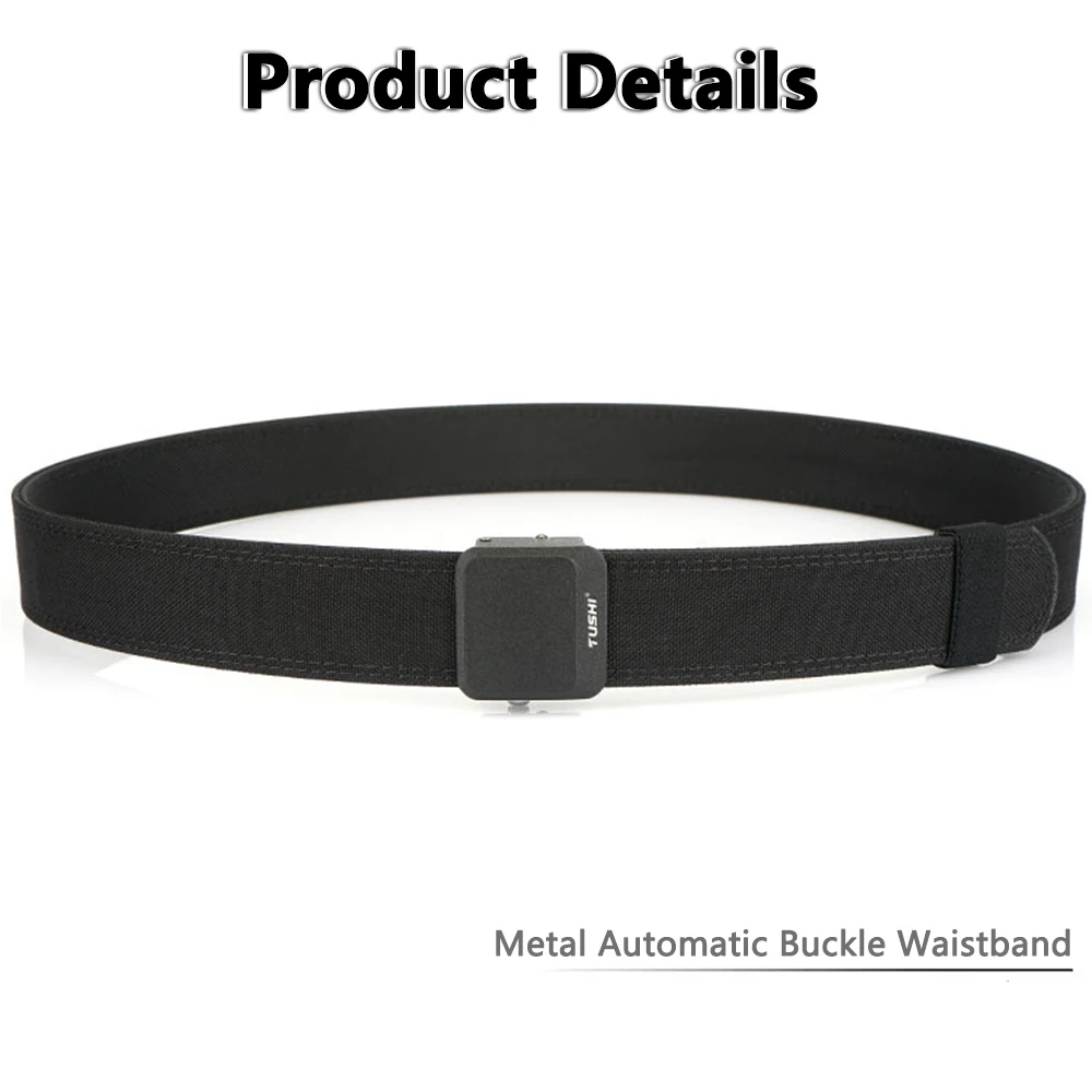 TUSHI Nylon-Hartgürtel für Herren, automatische Metallschnalle, Outdoor-EDC-IPSC-Zubehör, große Größe 120–150 cm, Militärgürtel – Detail 5