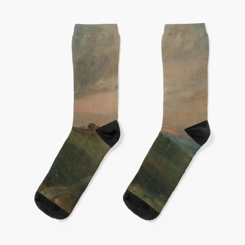 

john constable - Stonehenge at Sunset Socks Stockings compression sheer Thermal man winter Socks Female Men's