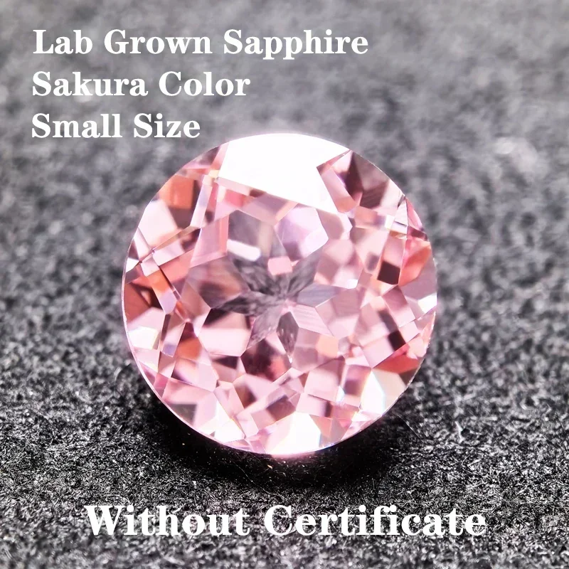 

Round Shape Sakura Color Lab Grown Sapphire Small Size Charms Gemstone DIY Advanced Jewelry Making Materials for Jewel