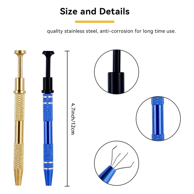 4 Pcs Jeweler's Pick Up Tool, Stainless Steel Piercing Ball Grabber-Tool, Pearl Grabber-Pick Up Tool With 4 Prongs-N36R