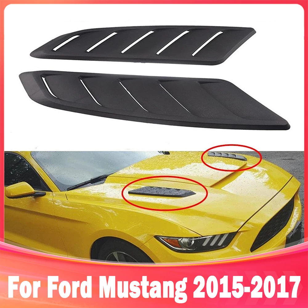 

2Pcs Car Air Intake Scoop Bonnet Vent Front Hood Fit For Ford Mustang 2015-2017 Black